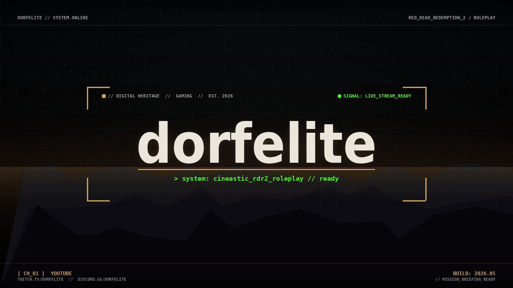 DORFELITE Kanal-Banner — die Kapsel-Identität über allen Kanälen